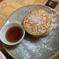 Vegan pancakes with maple syrup  at No. 18 Coffee House in Tamworth