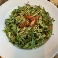 Vegan homemade pesto pasta  at No. 18 Coffee House in Tamworth