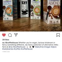 (From their insta) their selection of plant milks  at No. 18 Coffee House in Tamworth