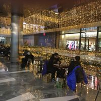 Seating in mall at Van Leeuwen Ice Cream - Hudson Yards in New York City