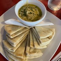 Hummus and warm soft pita   at Mosa's Joint in Guam