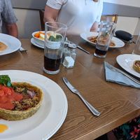 Vegetable tart with new potatoes and tomato sauce  at The Captain's Table  in Barmouth