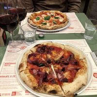 MEDITERRANEA (front pizza. Pizza in back is vegetarian)    at Berberè in Milan