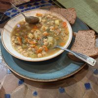 Garbanzo bean and vegetable soup is outstanding   at The Green Temple in Redondo Beach