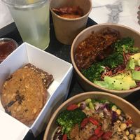 Menu, unfortunately with packaging even though we ate in-house at Copper Branch in Strasbourg