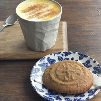 Spiced golden milk and red wine cookie   at Meli Cafe in Newcastle Upon Tyne