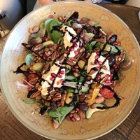 A delicious salad with hummus, beans, olives and nuts! at George III Hotel in Dolgellau