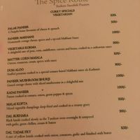 Vegetarian curry specials at The Spice Route in Diani