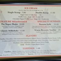 The menu! at Sadie's Ice Cream in Mackinac Island