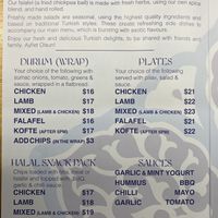 Menu  at Turkish Tukka in Launceston