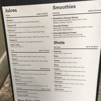 Placard with menu at Pressed Juicery - Mercer St in New York City
