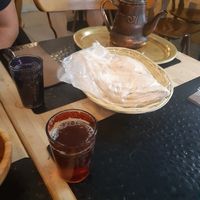 Flat bread pieces and traditional mint tea (big quantity!) at Al Ahram in Aarau