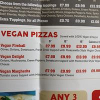 Vegan options at Woody's Stonebaked Pizza Co in Paisley