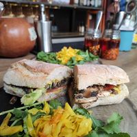 Sandwich vegetariana (vegan) at Boulenc in Oaxaca