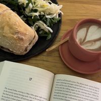 Vegetarian sandwich & hot chocolate with almond milk  at Boulenc in Oaxaca