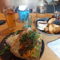 I actually ate here twice during my stay in Oaxaca - I highly recommend. Good vegan options and not too expensive considering how nice the place is. The Bahn-mi was delicious - and at Boulenc in Oaxaca