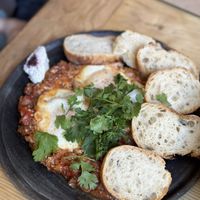 This is vegetarian, not vegan! Shakshuka eggs  at Boulenc in Oaxaca