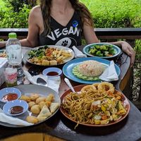 Lots of food post tour! Self serve buffet. Mostly vegan. at Phuket Elephant Sanctuary in Phuket