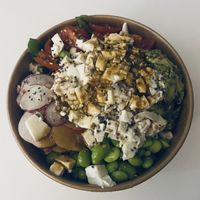 Vegan pokebowl met tofu  at Poke Shop in Valencia
