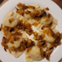 Potato and dill varenyky at Kozak Ukraїnian Eatery in New Westminster