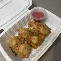Fried potato and dill pierogis  #Veganuary at Kozak Ukraїnian Eatery in New Westminster