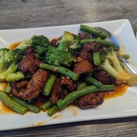 Angry pork (amazing texture!) at My Vegan in Pasadena