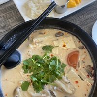 Mushrooms creamy coconut soup so amazing !  at My Vegan in Pasadena