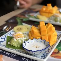 Mango with sticky rice at Pinto Thai in Enschede
