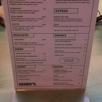 Menu at Henry's Burgers in Fitzroy