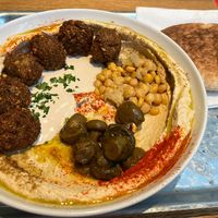 Huge and delicious vegan hummus dish  at Hummus Bar - Király Utca in Budapest