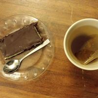 Mint brownie and ginger-apple tea at Turun Kirjakahvila in Turku