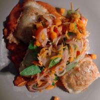 Dinkelmaultaschen mit Linsenfüllung at Grosser Kiepenkerl in Muenster