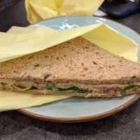 Tramezzino with hummus, avocado, lettuce, tomate at Senso Unico in Olbia