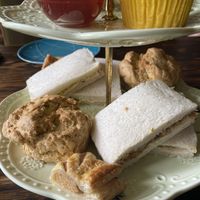 Sandwiches and scones  at The Base Vegan Retreat & Small Animal Sanctuary in Bristol