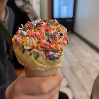 Lemon on a gf cake cone   at Bella's Traditional Ice Cream in Saint John