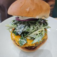 Double cheese Cherian burger at Home Vegan Bar in Docklands
