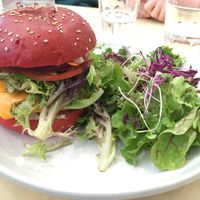 Tempeh and bean burger  at Home Vegan Bar in Docklands