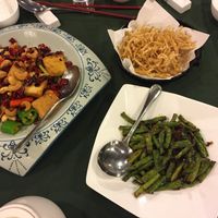 Enoki fries, string beans, Sichuan style tofu at Pure Veggie House 心齋 - Xīn Zhāi in Kowloon