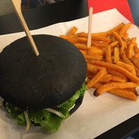 Burger and sweet potatoe fries  at Gourmet Burger in Paris