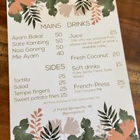 Go Vegan Bali menu at Go Vegan Bali in Tibubeneng