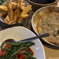 Green beans salad, potato’s, fennel pie   at Tohu in Naxos