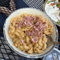 Mac and cheese with plant bacon   at Turf Surf & Earth in Somerville