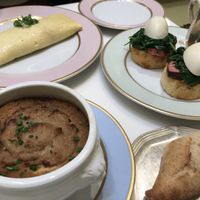 Onion soup, Omelette and Eggs Benedict  at Ladurée in Beverly Hills