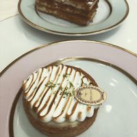 Tartelette Citron Vert Meringuée (Background: Millefeuille Vanille) at Ladurée in Beverly Hills