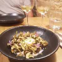 Corazones de alcachofa con Romesco de Almendras at Te Quiero Verde in Barcelona