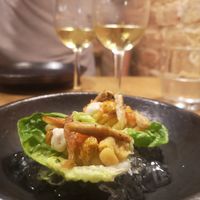 Sams sobre cogollo y romesco de Heura at Te Quiero Verde in Barcelona