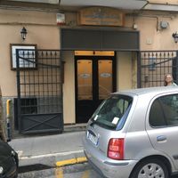 Here is the front of the restaurant--note that the sign is not flashy, and thus easy to miss. at Un Gelsomino in Salerno