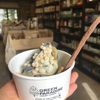 Helado de matcha y carbón activado  at Green Paradise in Mexico City