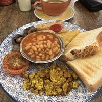 Vegan breakfastt  at Scoff Troff Cafe in St Ives