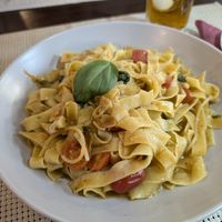 Linguine with tomato, garlic and basil at Portobello in Lanzarote